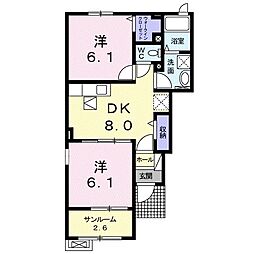 アルカンシェル 2DKの間取図画像