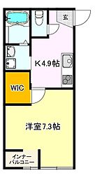 スフィーダI 1Kの間取図画像