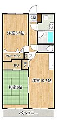 レジデンス原田 2LDKの間取図画像