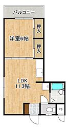 杉ビル 1LDKの間取図画像