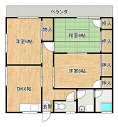 さつき荘 3DKの間取図画像