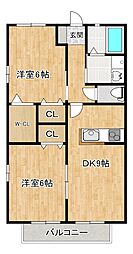 グランドヒル 2DKの間取図画像