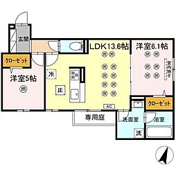 TORISIA STAGE小郡駅南 2LDKの間取図画像