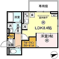 フリーデンやりた 1LDKの間取図画像