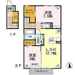 タマリスク 2LDKの間取図画像