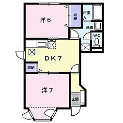 エクセレントパークB 2DKの間取図画像