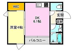 アパート 1DKの間取図画像