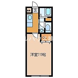 プレミエールキク2 1Kの間取図画像
