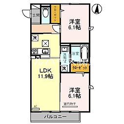 メゾン・リブハフト 2LDKの間取図画像