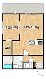 ファーデンベルク鳥栖 1LDKの間取図画像