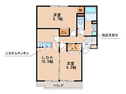 メゾンド・カンパーニュB 2LDKの間取図画像