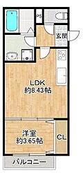 本町1丁目新築アパート 1LDKの間取図画像