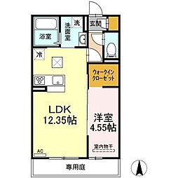 グレイスペアランス 1LDKの間取図画像