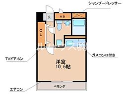 E・ポプラール1 ワンルームの間取図画像