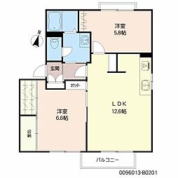 K-アントレB 2LDKの間取図画像