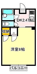 ピュア西新B 1Kの間取図画像