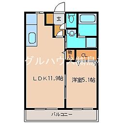 パークマンション山浦 1LDKの間取図画像