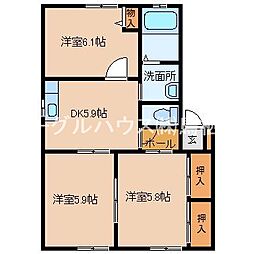 ラフレシアコーポD 3DKの間取図画像