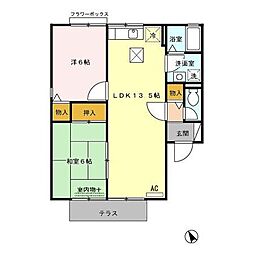 グリーンヒルズ三国が丘C 2LDKの間取図画像