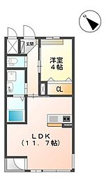 クレジデンス基山 1LDKの間取図画像