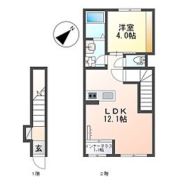 永吉新築アパート 1LDKの間取図画像