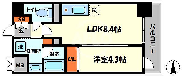 メゾンパルティール ｜大阪府大阪市浪速区立葉1丁目(賃貸マンション1LDK・7階・32.00㎡)の写真 その2