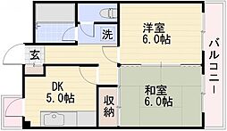 ハイツ山田 2DKの間取図画像