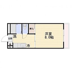 アネックス若里 1Kの間取図画像