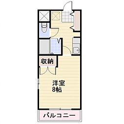 プライム若里 1Kの間取図画像