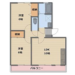 ガーデンコート2 2LDKの間取図画像
