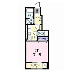 ラペジーブル 1Kの間取図画像