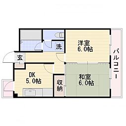 ハイツ山田 2DKの間取図画像