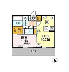 トリシア南俣 イースト 1LDKの間取図画像