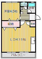 賢勝ビル尾ノ上I 1LDKの間取図画像