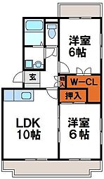 JR鹿児島本線 新宮中央駅 3.2kmの賃貸マンション 2階2LDKの間取り