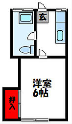 汐入コーポ 1Kの間取図画像