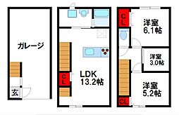 tengarage 3LDKの間取図画像