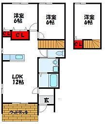 グランキューブB 3LDKの間取図画像