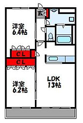 アルビレオA 2LDKの間取図画像