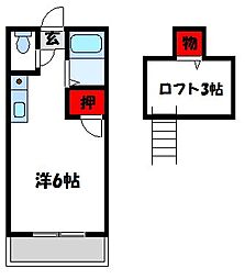 ウイング福間駅前弐番館 ワンルームの間取図画像