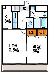 リバティM 1LDKの間取図画像