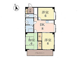 サンハイツ青梅 3DKの間取図画像