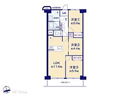 海老名スカイハイツ 3LDKの間取図画像