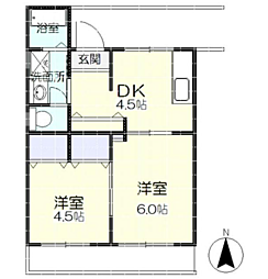 ファースト谷津ハイツ2号棟 2DKの間取図画像