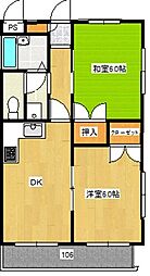 エスポワール蕨 2DKの間取図画像