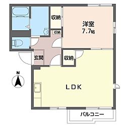 飯塚ハイツC 1LDKの間取図画像