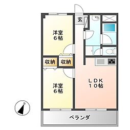 じょいふる旭ケ丘 2LDKの間取図画像