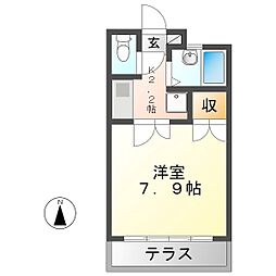 ハイツリバティー 1Kの間取図画像