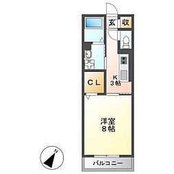 D-room茄子川A 1Kの間取図画像