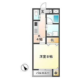 ロイヤルオーク 1Kの間取図画像